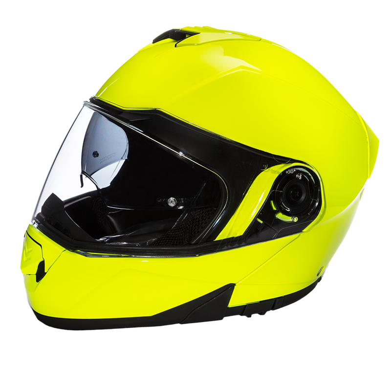 Load image into Gallery viewer, Daytona Glide Modular Motorcycle Helmet - DOT & ECE Approved, Bluetooth Ready, Dual Visor, Men/Women/Youth - Fluorescent Yellow