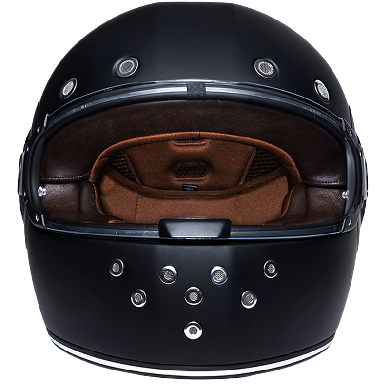 Load image into Gallery viewer, DOT Daytona Retro Full Face Motorcycle Helmet: Vintage Style for Men, Women, & Youth - Dull Black W/ Dull Black Accents