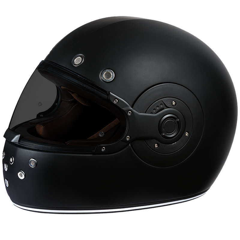 Load image into Gallery viewer, DOT Daytona Retro Full Face Motorcycle Helmet: Vintage Style for Men, Women, & Youth - Dull Black W/ Dull Black Accents