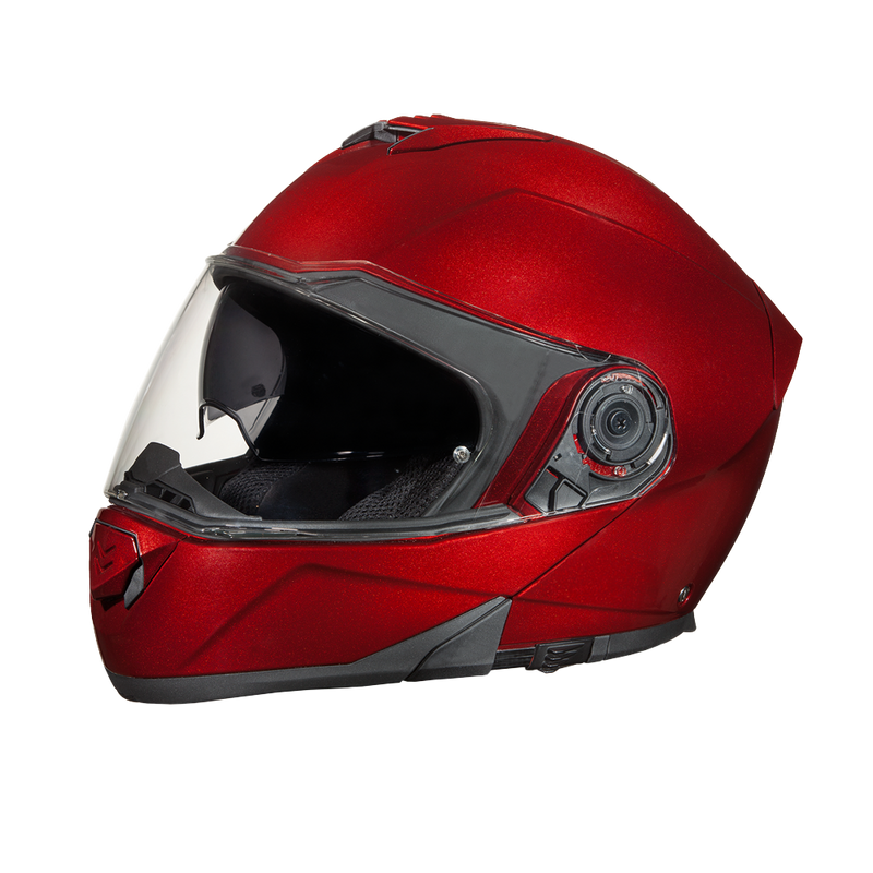Load image into Gallery viewer, Daytona Glide Modular Motorcycle Helmet - DOT &amp; ECE Approved, Bluetooth Ready, Dual Visor, Men/Women/Youth - Black Cherry
