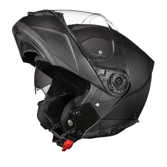 Daytona Glide Modular Motorcycle Helmet - DOT Approved, Bluetooth Ready, Dual Visor, Men/Women/Youth - Dull Black