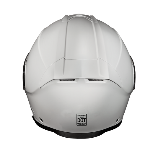 Daytona Glide Modular Motorcycle Helmet - DOT & ECE Approved, Bluetooth Ready, Dual Visor, Men/Women/Youth - Hi-Gloss White