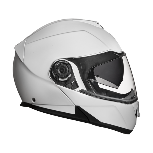Daytona Glide Modular Motorcycle Helmet - DOT & ECE Approved, Bluetooth Ready, Dual Visor, Men/Women/Youth - Hi-Gloss White