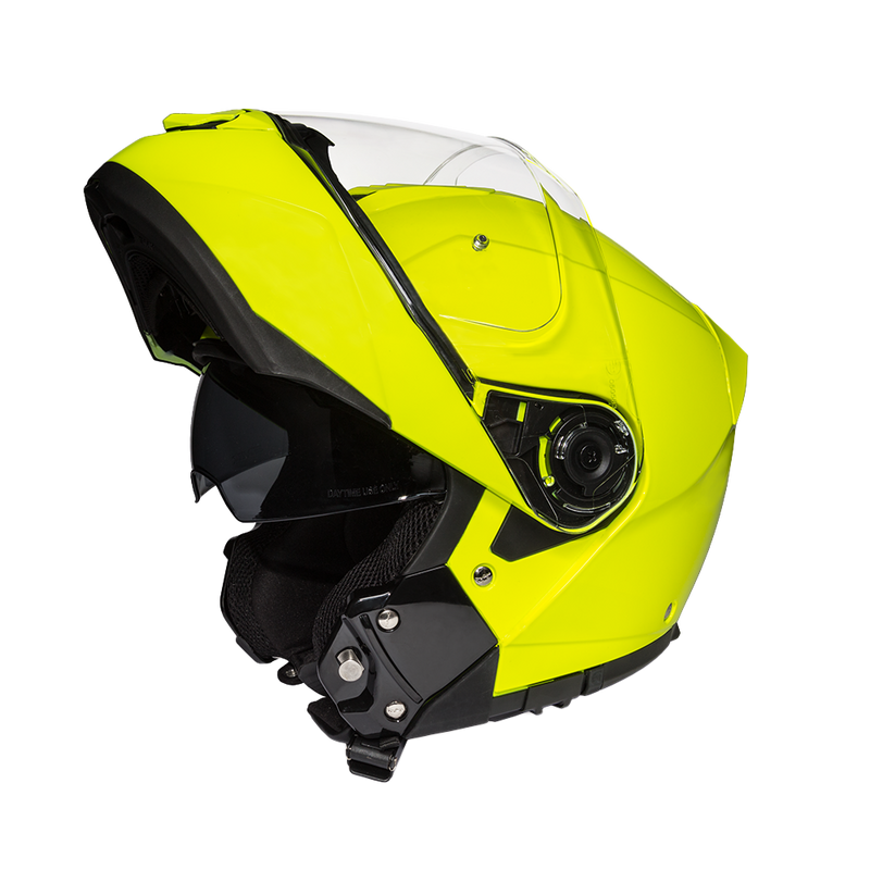 Load image into Gallery viewer, Daytona Glide Modular Motorcycle Helmet - DOT &amp; ECE Approved, Bluetooth Ready, Dual Visor, Men/Women/Youth - Fluorescent Yellow
