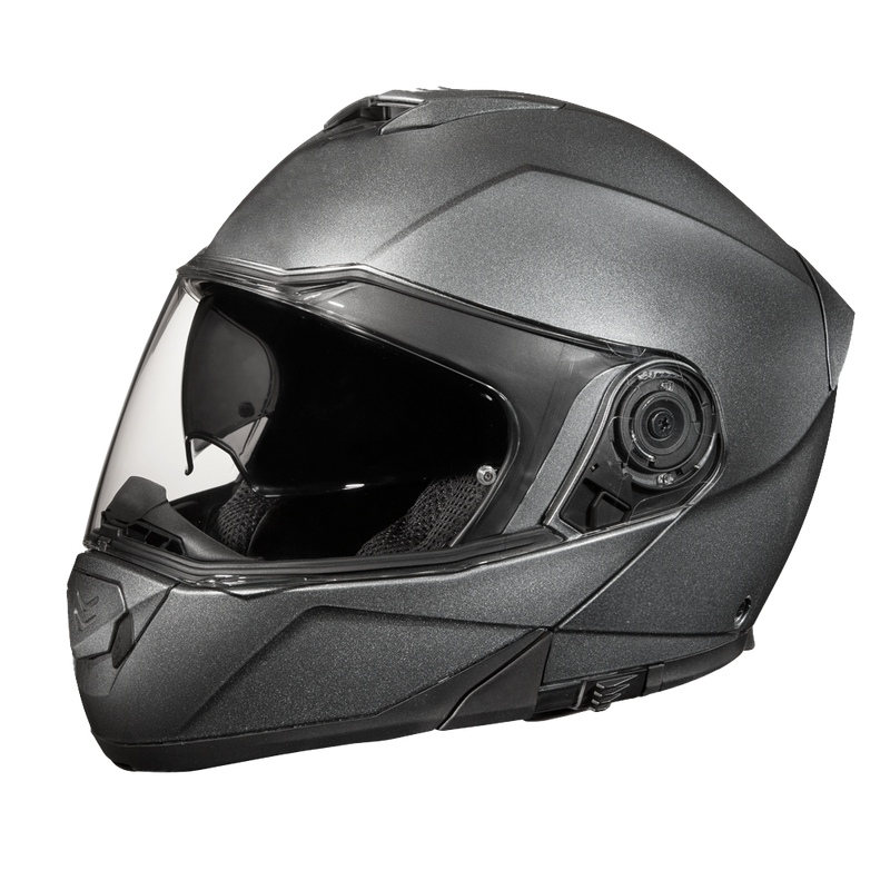 Load image into Gallery viewer, Daytona Glide Modular Motorcycle Helmet - DOT &amp; ECE Approved, Bluetooth Ready, Dual Visor, Men/Women/Youth - Gun Metal Grey Metallic
