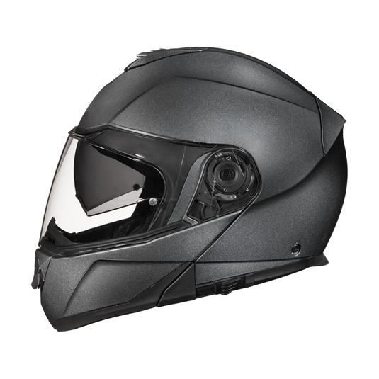 Daytona Glide Modular Motorcycle Helmet - DOT & ECE Approved, Bluetooth Ready, Dual Visor, Men/Women/Youth - Gun Metal Grey Metallic