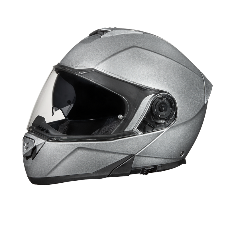 Load image into Gallery viewer, Daytona Glide Modular Motorcycle Helmet - DOT &amp; ECE Approved, Bluetooth Ready, Dual Visor, Men/Women/Youth- Silver Metallic
