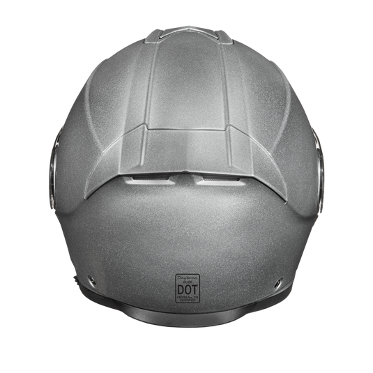 Daytona Glide Modular Motorcycle Helmet - DOT & ECE Approved, Bluetooth Ready, Dual Visor, Men/Women/Youth- Silver Metallic
