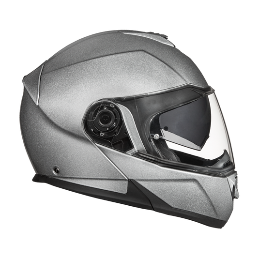 Daytona Glide Modular Motorcycle Helmet - DOT & ECE Approved, Bluetooth Ready, Dual Visor, Men/Women/Youth- Silver Metallic