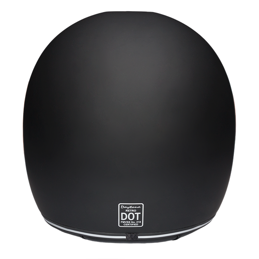 DOT & ECE Approved Daytona Retro Full Face Motorcycle Helmet: Vintage Style for Men, Women, & Youth - Dull Black W/ Orange Accents