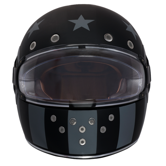 DOT & ECE Approved Daytona Retro Full Face Motorcycle Helmet: Vintage Style for Men, Women, & Youth - W/ Captain America Stealth