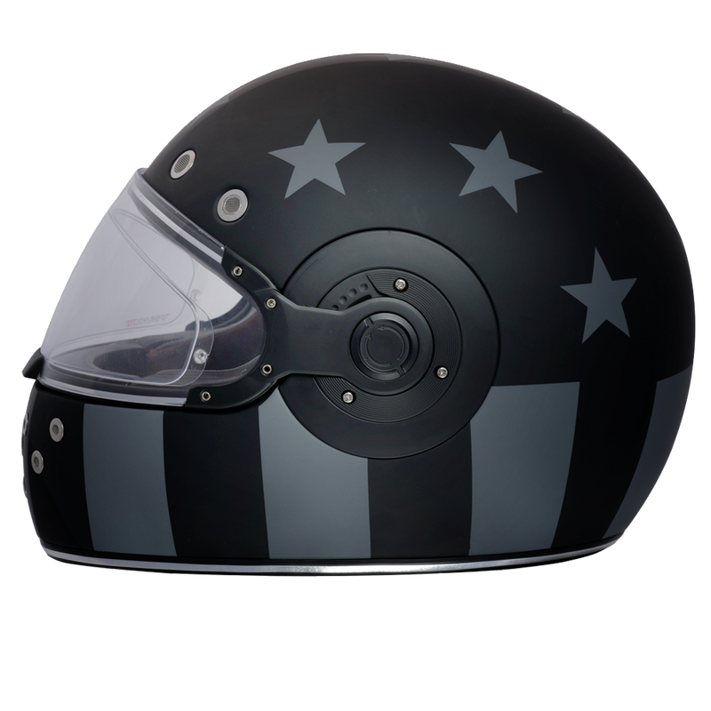 Load image into Gallery viewer, DOT &amp; ECE Approved Daytona Retro Full Face Motorcycle Helmet: Vintage Style for Men, Women, &amp; Youth - W/ Captain America Stealth
