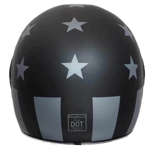 DOT & ECE Approved Daytona Retro Full Face Motorcycle Helmet: Vintage Style for Men, Women, & Youth - W/ Captain America Stealth