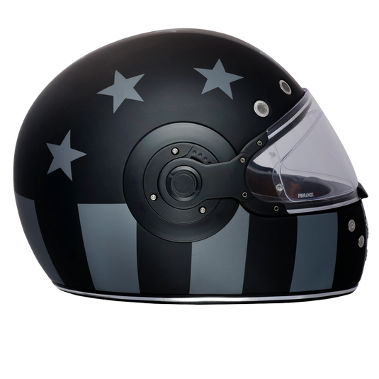 DOT & ECE Approved Daytona Retro Full Face Motorcycle Helmet: Vintage Style for Men, Women, & Youth - W/ Captain America Stealth